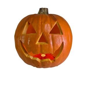 1993 Trendmasters Light-Up Halloween Pumpkin Jack-O'-Lantern Blow Mold 9.5"